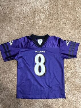 Kids Purple Ravens #8 Football Jersey